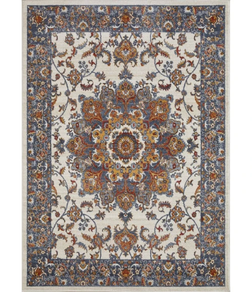 Loomaknoti Alsbrooke Amrenta Cream/Blue EA001 6 ft. 7 in. X 9 ft. 2 in. Rectangle Rug