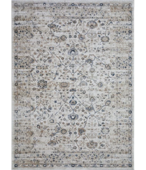 Loomaknoti Kehleigh Oviel Cream/Blue EK013 6 ft. 7 in. X 9 ft. 2 in. Rectangle Rug