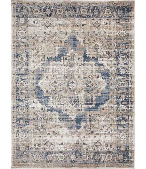 Loomaknoti Kehleigh Alarik Blue/Cream EK005 6 ft. 7 in. X 9 ft. 2 in. Rectangle Rug