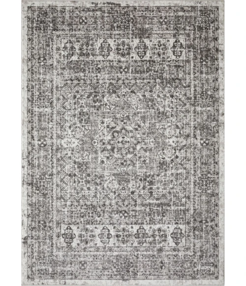 Loomaknoti Rhane Aberd Gray/Cream ER007 6 ft. 7” X 9 ft. 2” Rectangle Rug