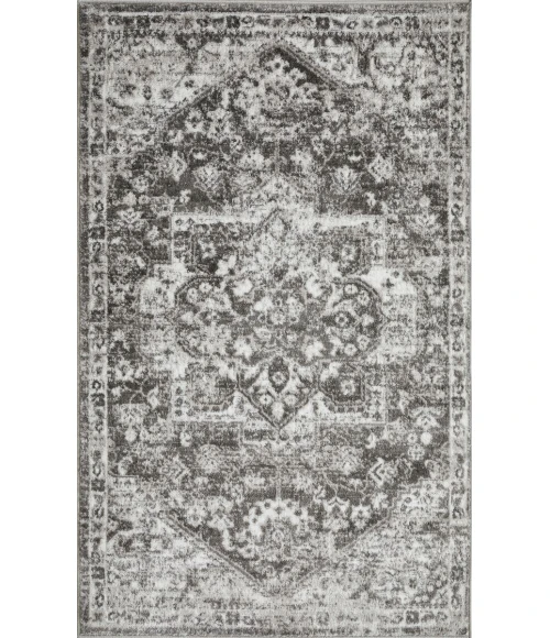 Loomaknoti Rhane Alemern Gray/Cream ER019 3 ft. 3” X 5 ft. 3” Rectangle Rug