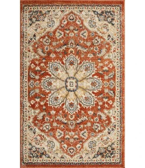Loomaknoti Malanie Charler Red/Beige EM002 3 ft. 3 in. X 5 ft. 3 in. Rectangle Rug