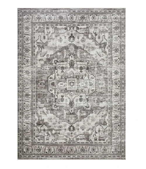 Loomaknoti Rhane Alvner Gray/Cream ER018 6 ft. 7” X 9 ft. 2” Rectangle Rug