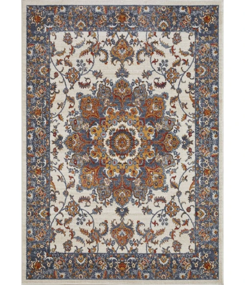 Loomaknoti Alsbrooke Amrenta Cream/Blue EA001 6 ft. 7 in. X 9 ft. 2 in. Rectangle Rug