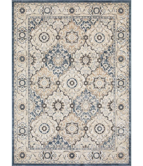 Loomaknoti Kehleigh Dravan Blue/Cream EK001 7 ft. 10 in. X 9 ft. 10 in. Rectangle Rug
