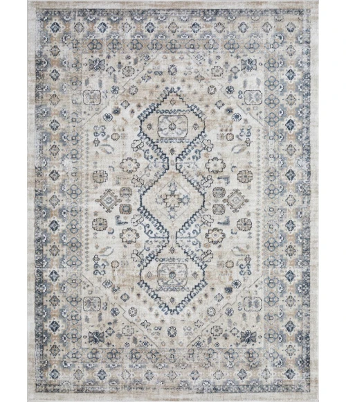 Loomaknoti Kehleigh Awester Cream/Blue EK018 7 ft. 10 in. X 9 ft. 10 in. Rectangle Rug