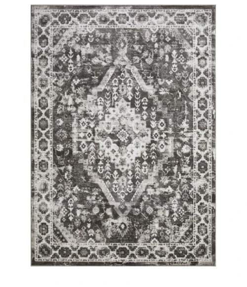 Loomaknoti Rhane Adleigh Gray/Cream ER012 6 ft. 7” X 9 ft. 2” Rectangle Rug