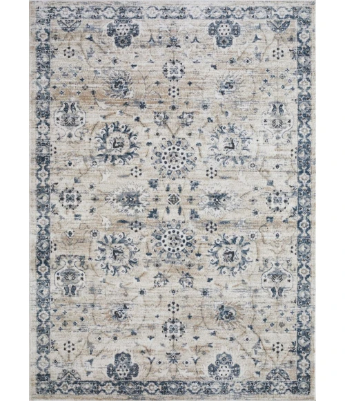 Loomaknoti Kehleigh Aylesh Cream/Blue EK016 6 ft. 7 in. X 9 ft. 2 in. Rectangle Rug