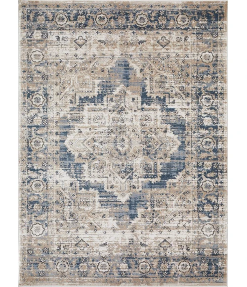 Loomaknoti Kehleigh Alarik Blue/Cream EK005 7 ft. 10 in. X 9 ft. 10 in. Rectangle Rug