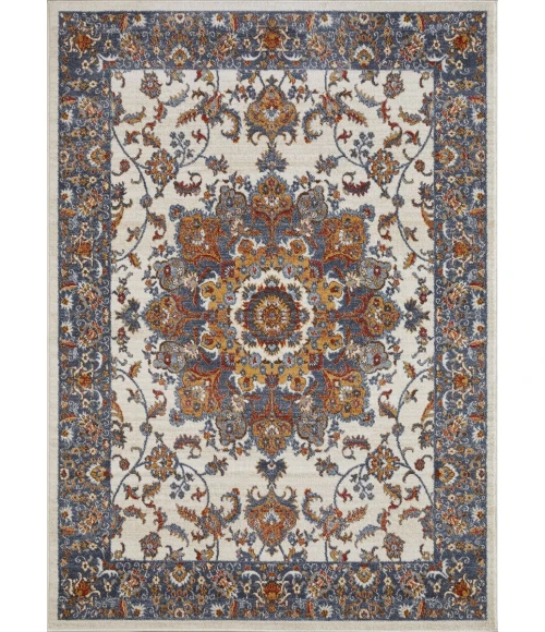 Loomaknoti Alsbrooke Amrenta Cream/Blue EA001 9 ft. 10 in. X 12 ft. 10 in. Rectangle Rug