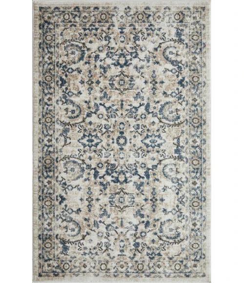 Loomaknoti Kehleigh Otindas Cream/Blue EK010 3 ft. 3 in. X 5 ft. 3 in. Rectangle Rug