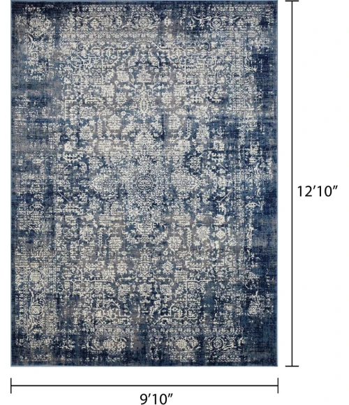 Loomaknoti Aysal Athna Cream/Blue EAY003 9 ft. 10 in. X 12 ft. 10 in. Rectangle Rug