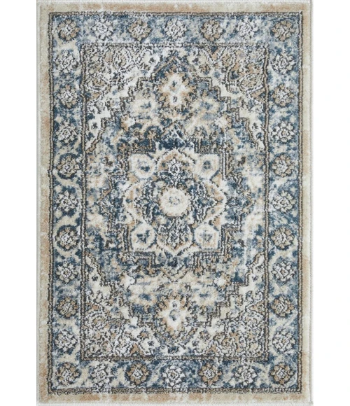 Loomaknoti Kehleigh Avalie Blue/Cream EK017 2 ft. X 3 ft. Rectangle Rug