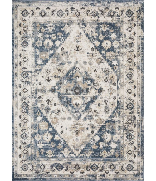 Loomaknoti Kehleigh Zofionz Blue/Cream EK004 9 ft. 10 in. X 12 ft. 10 in. Rectangle Rug