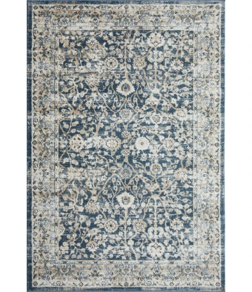 Loomaknoti Kehleigh Oviel Blue/Cream EK013 4 ft. X 6 ft. Rectangle Rug