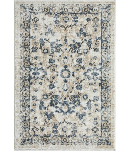 Loomaknoti Kehleigh Otindas Cream/Blue EK010 2 ft. X 3 ft. Rectangle Rug