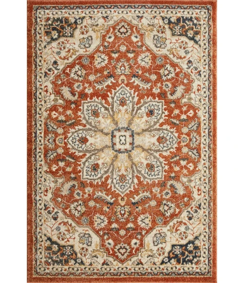Loomaknoti Malanie Charler Red/Beige EM002 4 ft. X 6 ft. Rectangle Rug
