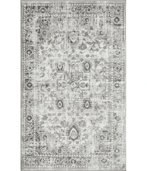 Loomaknoti Rhane Allory Gray/Cream ER014 3 ft. 3” X 5 ft. 3” Rectangle Rug