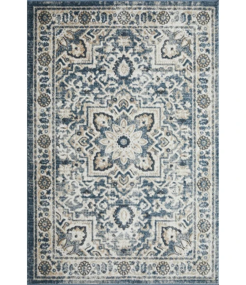 Loomaknoti Kehleigh Osdorn Blue/Cream EK009 4 ft. X 6 ft. Rectangle Rug