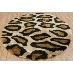 Chandra AMAZON AMA-5602 7 ft. 9 in. Round Rug - Tan, Gold, Brown, Black