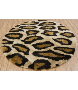 Chandra AMAZON AMA-5602 7 ft. 9 in. Round Rug - Tan, Gold, Brown, Black