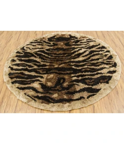 Chandra AMAZON AMA-5603 7 ft. 9 in. Round Rug - Tan, Gold, Brown, Black