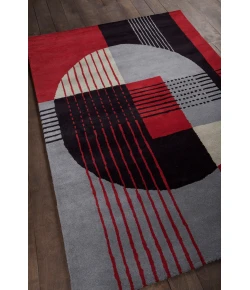 Chandra DAISA DAI-25 7 ft. 9 in. Round Rug - Red, Black, Grey