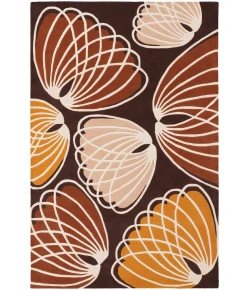 Chandra INHABIT INH-21606 5 ft. X 7 ft. 6 in. Rect. Rug - Brown, Orange, White, Peach