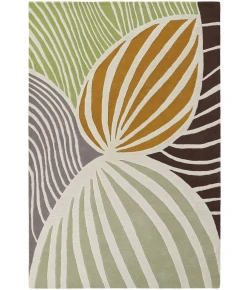 Chandra INHABIT INH-21621 7 ft. 9 in. X 10 ft. 6 in. Rect. Rug - White, Green, Orange, Grey, Brown