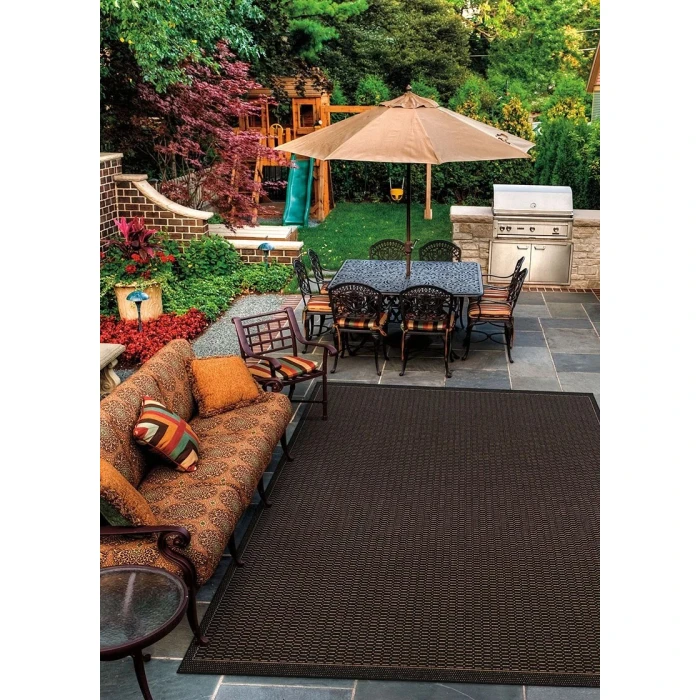 Couristan RECIFE BLACK/COCOA R001_2000 7ft.6in. x 7ft.6in. Square Rug