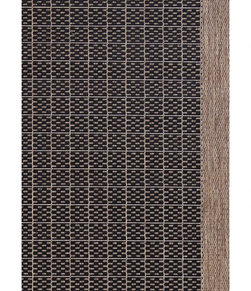 Couristan Recife Checkered Field 9' Round Black/Cocoa Area Rug