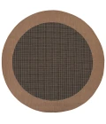 Couristan Recife Checkered Field 9' Round Black/Cocoa Area Rug
