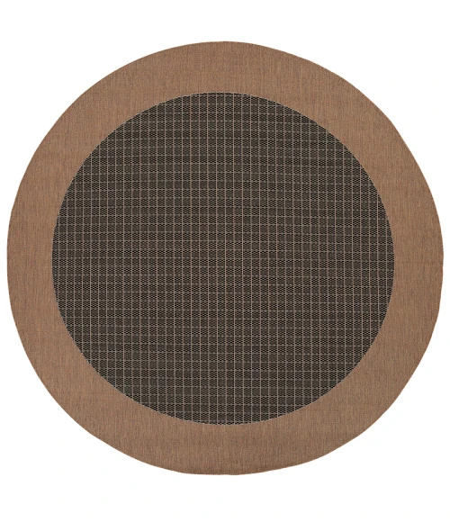 Couristan Recife Checkered Field 9' Round Black/Cocoa Area Rug