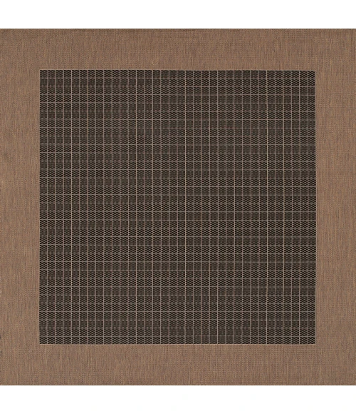 Couristan Recife Checkered Field 9' Round Black/Cocoa Area Rug