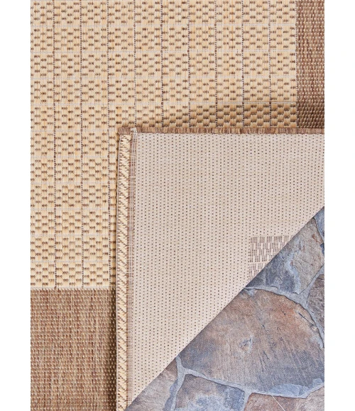 Couristan Recife Checkered Field 9' Round Natural/Cocoa Area Rug