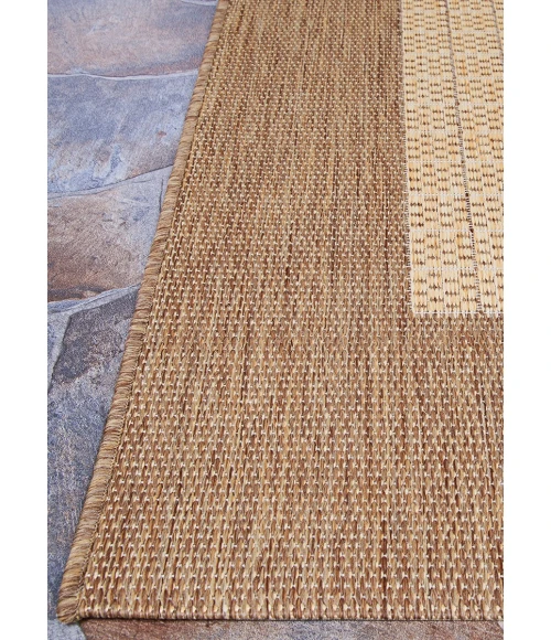 Couristan Recife Checkered Field 9' Round Natural/Cocoa Area Rug