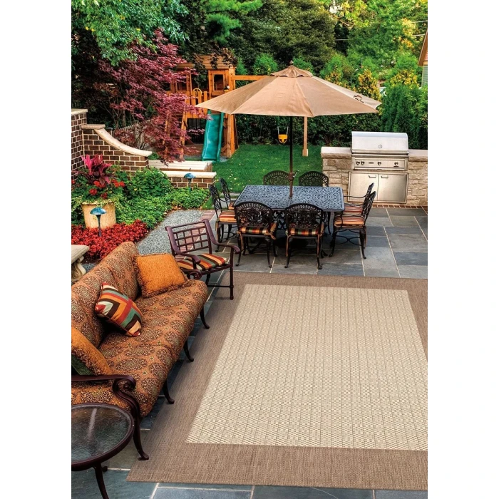 Couristan Recife Checkered Field 6' x 9' Natural/Cocoa Area Rug