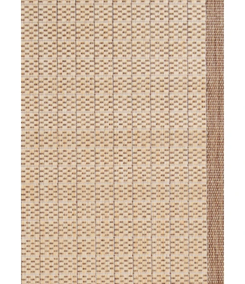 Couristan Recife Checkered Field 9' Round Natural/Cocoa Area Rug