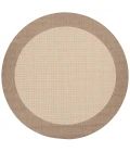 Couristan Recife Checkered Field 9' Round Natural/Cocoa Area Rug