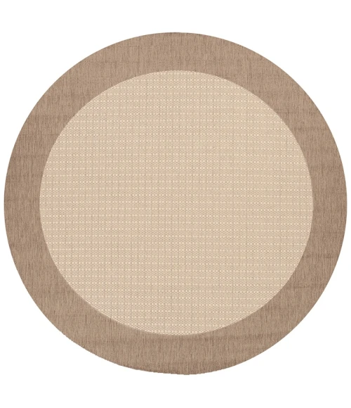 Couristan Recife Checkered Field 9' Round Natural/Cocoa Area Rug