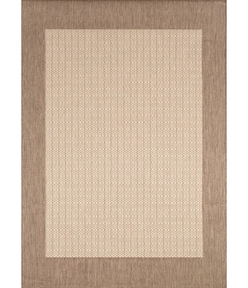Couristan Recife Checkered Field 9' Round Natural/Cocoa Area Rug