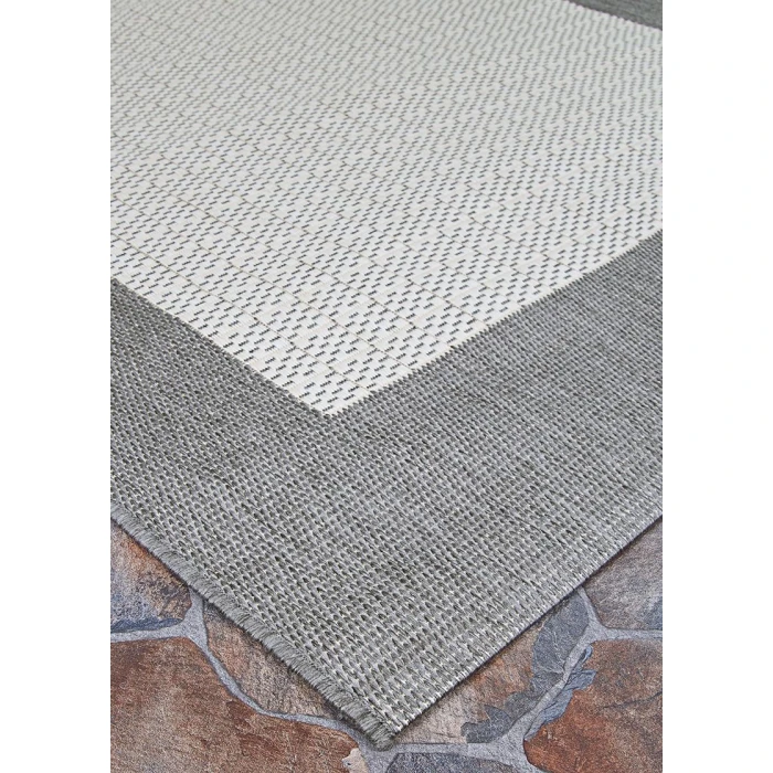 Couristan Recife Checkered Field Square Grey/White Area Rug