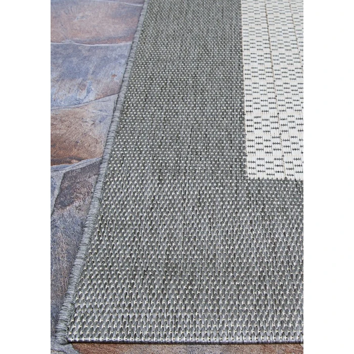 Couristan Recife Checkered Field Square Grey/White Area Rug
