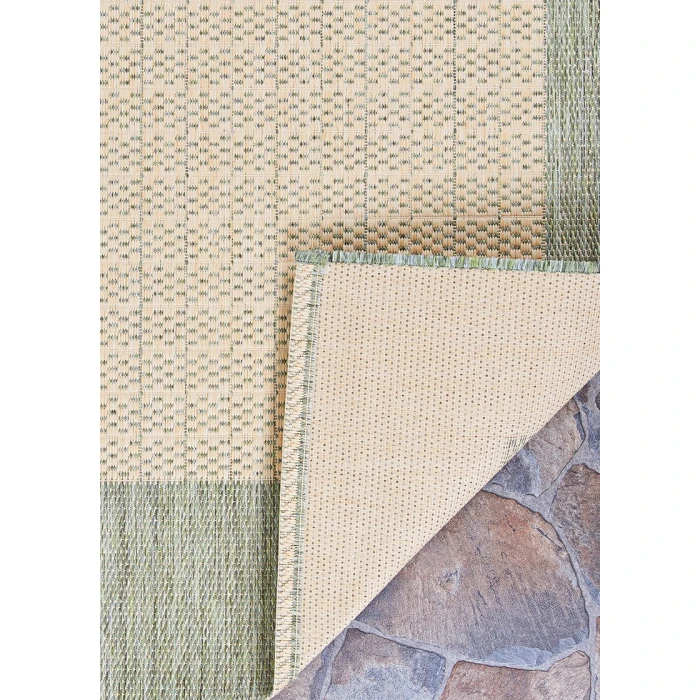 Couristan Recife Checkered Field 4' x 6' Natural/Green Area Rug