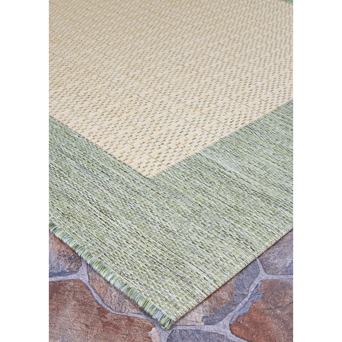 Couristan Recife Checkered Field 4' x 6' Natural/Green Area Rug