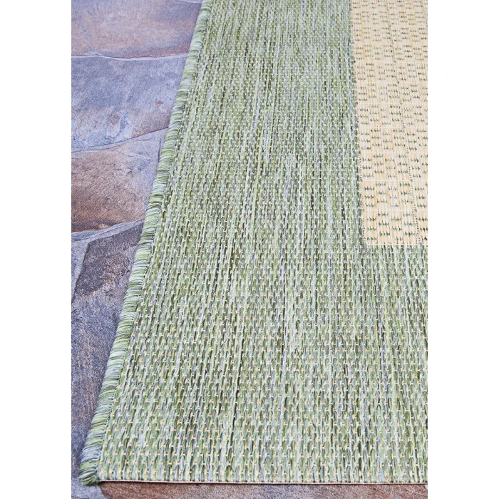 Couristan Recife Checkered Field 4' x 6' Natural/Green Area Rug