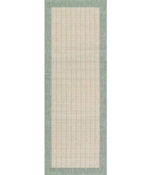 Couristan Recife Checkered Field 4' x 6' Natural/Green Area Rug