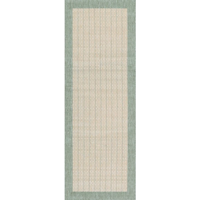Couristan Recife Checkered Field 4' x 6' Natural/Green Area Rug