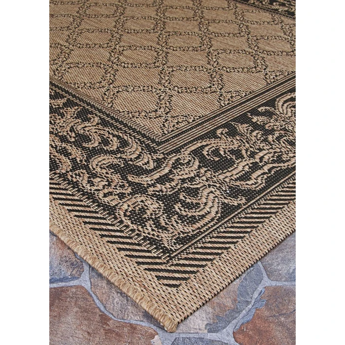 Couristan Recife Garden Lattice 6' x 9' Cocoa/Black Area Rug