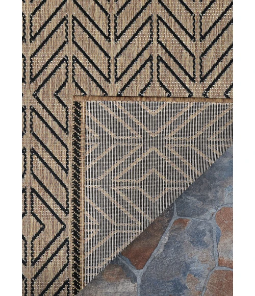 Couristan Recife Driftwood/Black 1318/2550 7 ft. 6 in. X 7 ft. 6 in. Square Rug